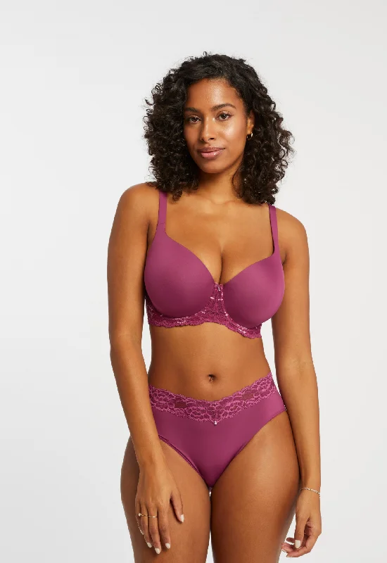 Pure Plus Full Coverage T-Shirt Bra In Cranberry - Montelle Collared Crew Neck Turtle Neck Pure Plus Full Coverage T-Shirt Bra In Cranberry - Montelle Collared Crew Neck Turtle Neck