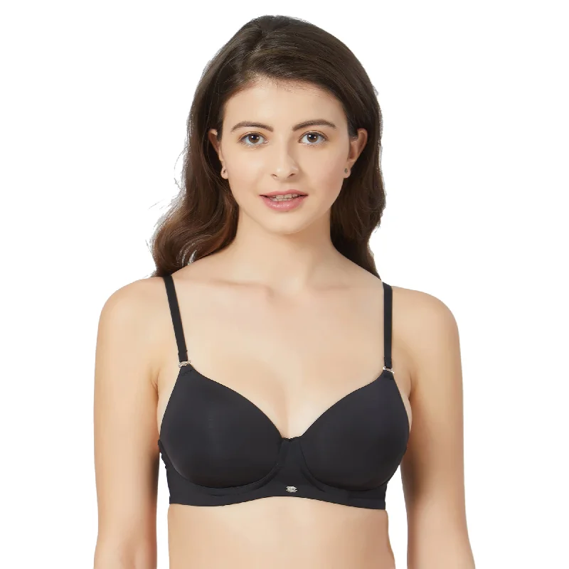 Semi/Medium Coverage Padded Non Wired T-shirt Bra with Detachable Straps-CB-125 Ribbed Striped Patterned Semi/Medium Coverage Padded Non Wired T-shirt Bra with Detachable Straps-CB-125 Ribbed Striped Patterned