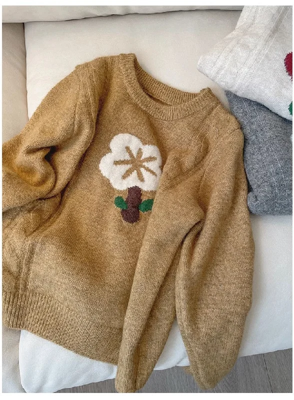 Retro floral sweater for women new soft round neck sweater trend S4855 Knit Fabric Woven Fabric Fleece Fabric Retro floral sweater for women new soft round neck sweater trend S4855 Knit Fabric Woven Fabric Fleece Fabric
