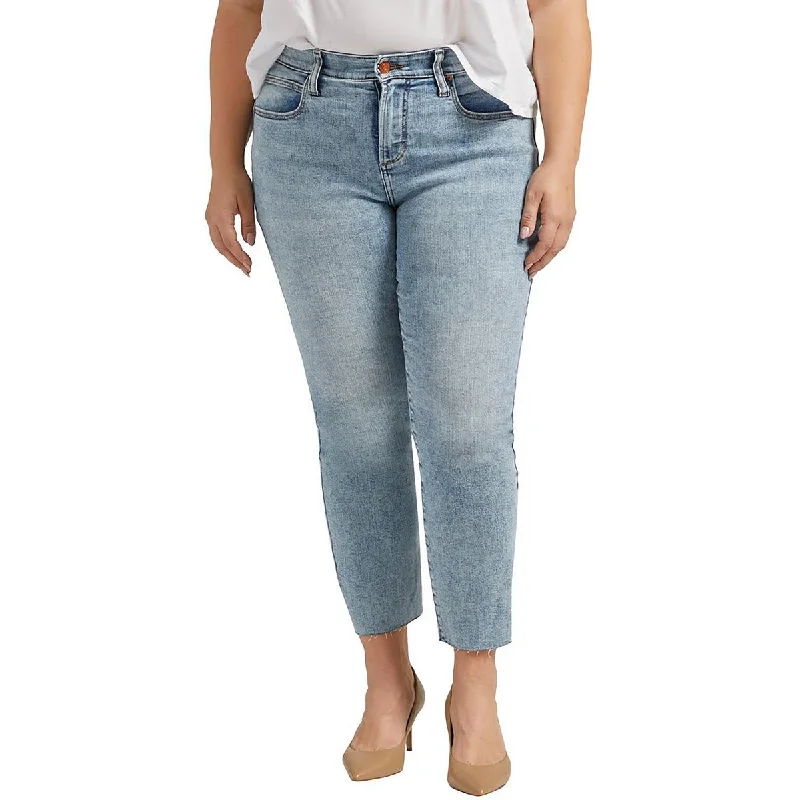 Jag Jeans Womens Plus Ruby Mid-Rise Cropped Straight Leg Jeans Casual Distressed Skinny Jeans Jag Jeans Womens Plus Ruby Mid-Rise Cropped Straight Leg Jeans Casual Distressed Skinny Jeans