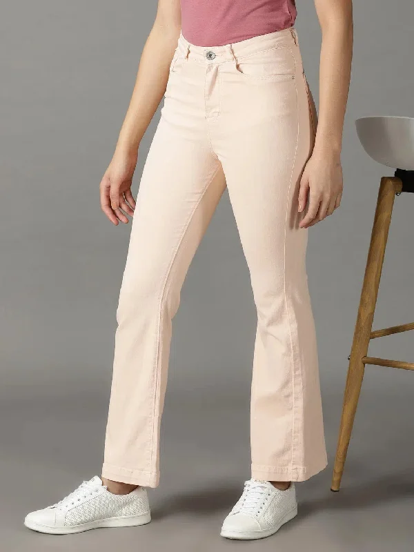 Women's Peach Solid Bootcut Denim Jeans-IM-10288-Peach Comfortable Zip-Up Skinny Jeans Women's Peach Solid Bootcut Denim Jeans-IM-10288-Peach Comfortable Zip-Up Skinny Jeans
